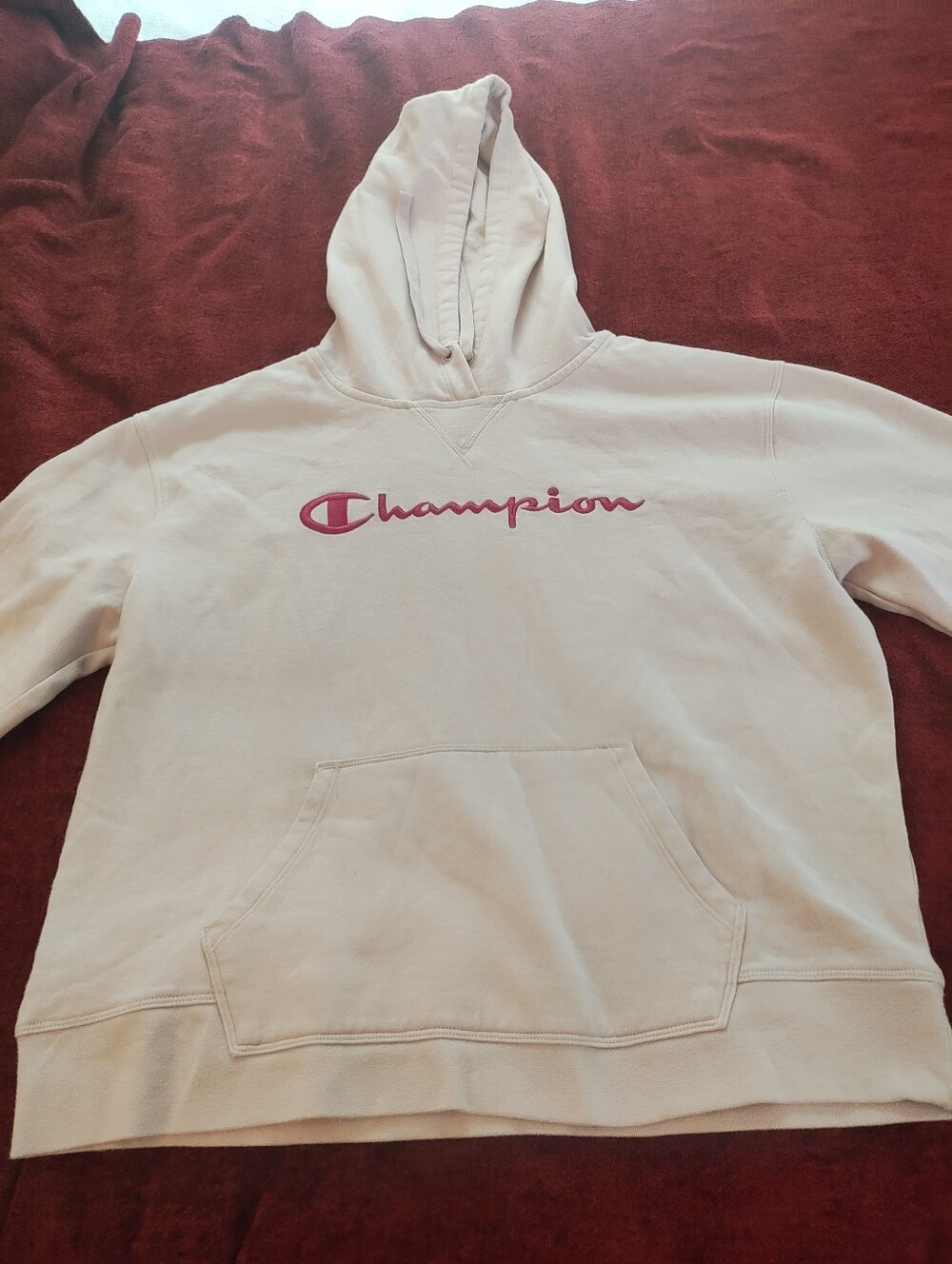 Champion Women's L Blush Pink Embroidered Script Logo Fleece Pullover Hoodie